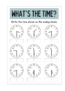 time worksheet sample page